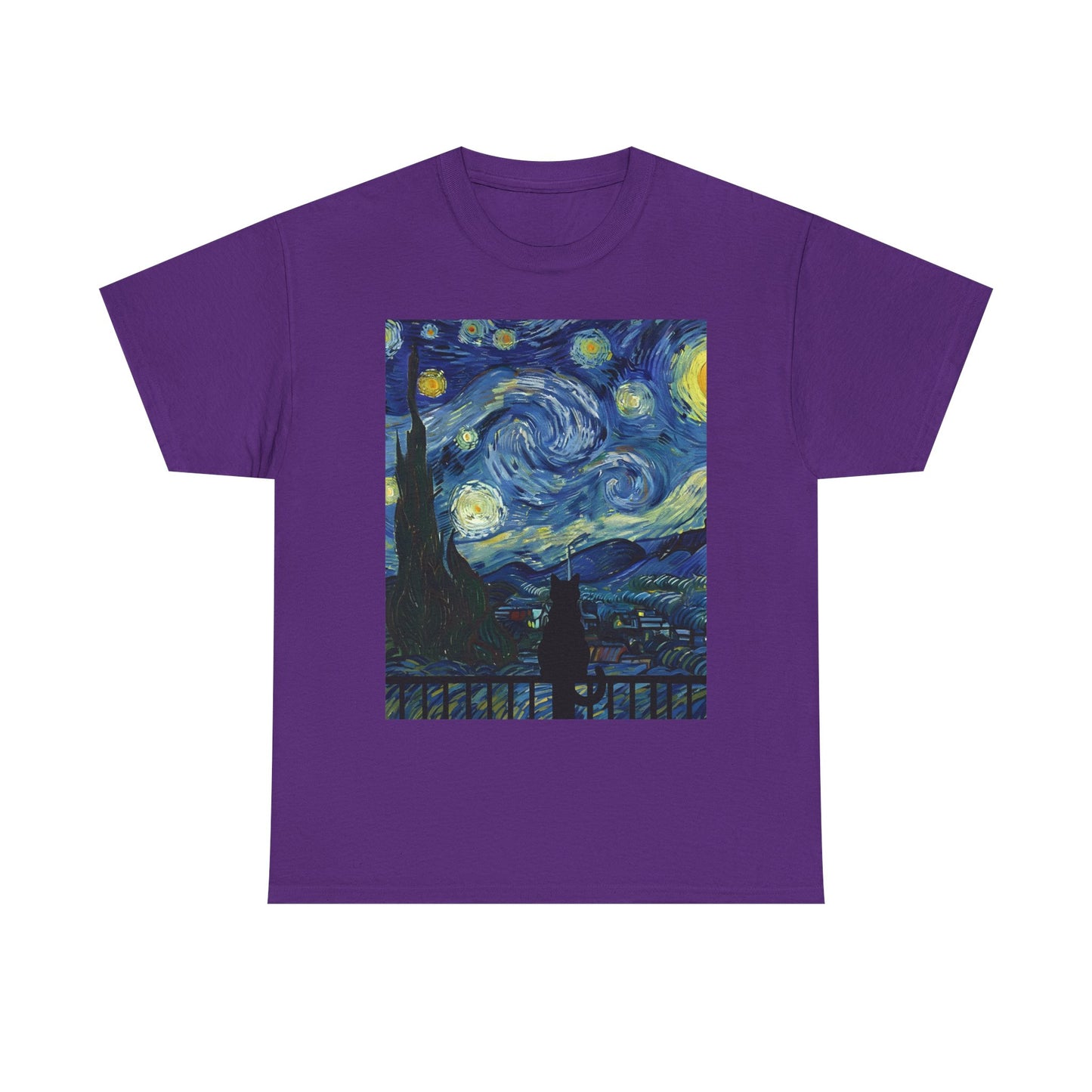 Starry Night Heavy , Artistic , Vintage Art , Casual , Gift For Art Lovers Graphic Tee | Trendy Streetwear T-Shirt | Unisex Cotton Comfort