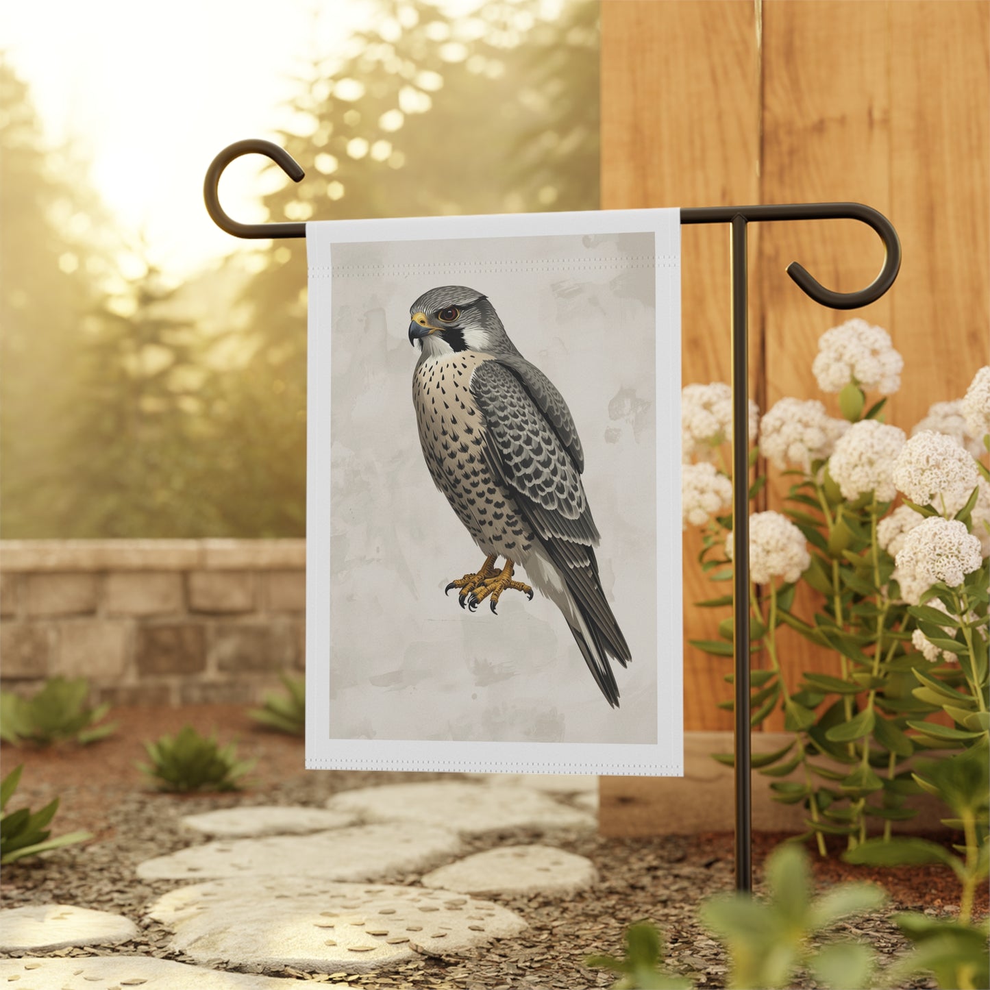 Vintage Peregrine Falcon Garden Flag - Rustic Bird House Banner