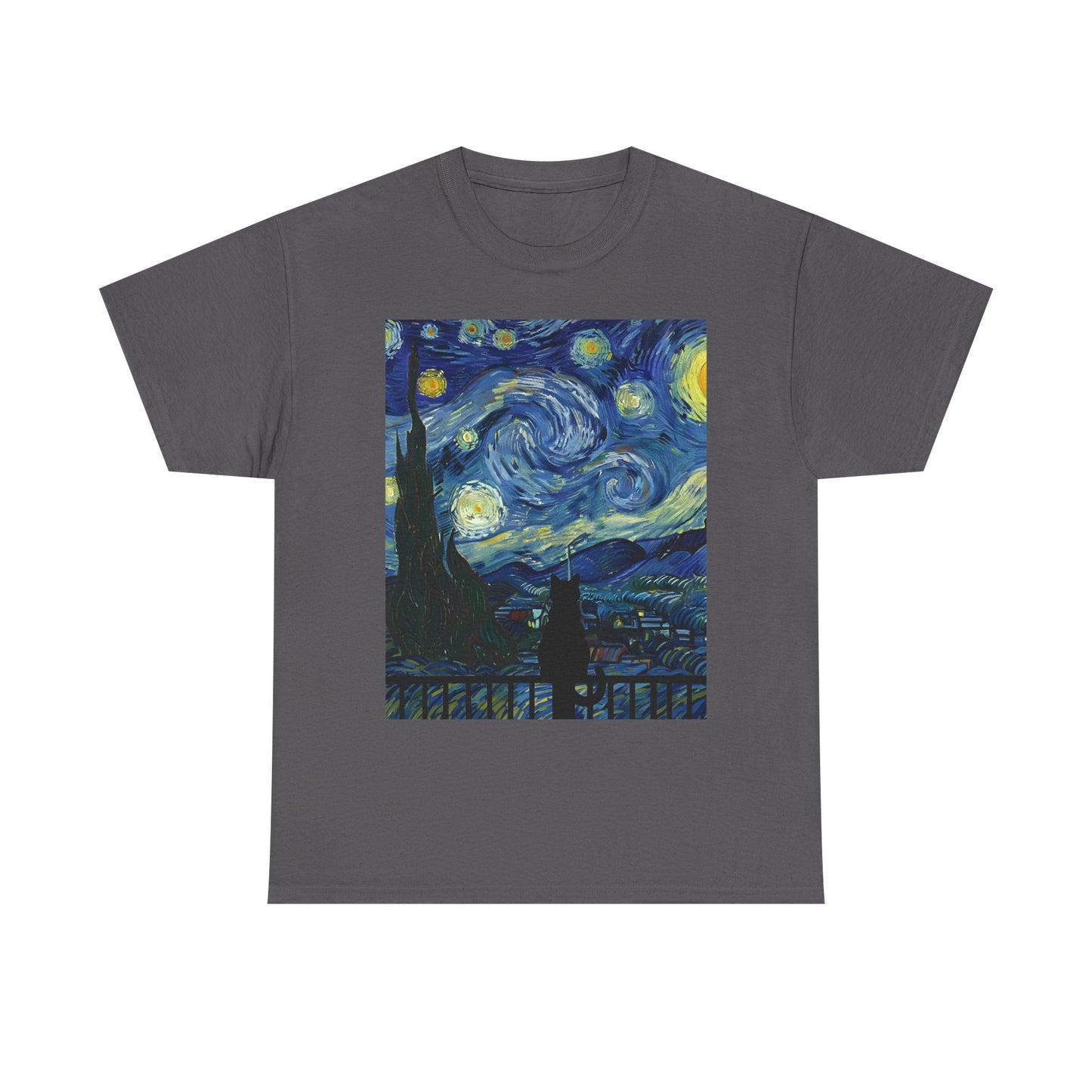 Starry Night Heavy , Artistic , Vintage Art , Casual , Gift For Art Lovers Graphic Tee | Trendy Streetwear T-Shirt | Unisex Cotton Comfort