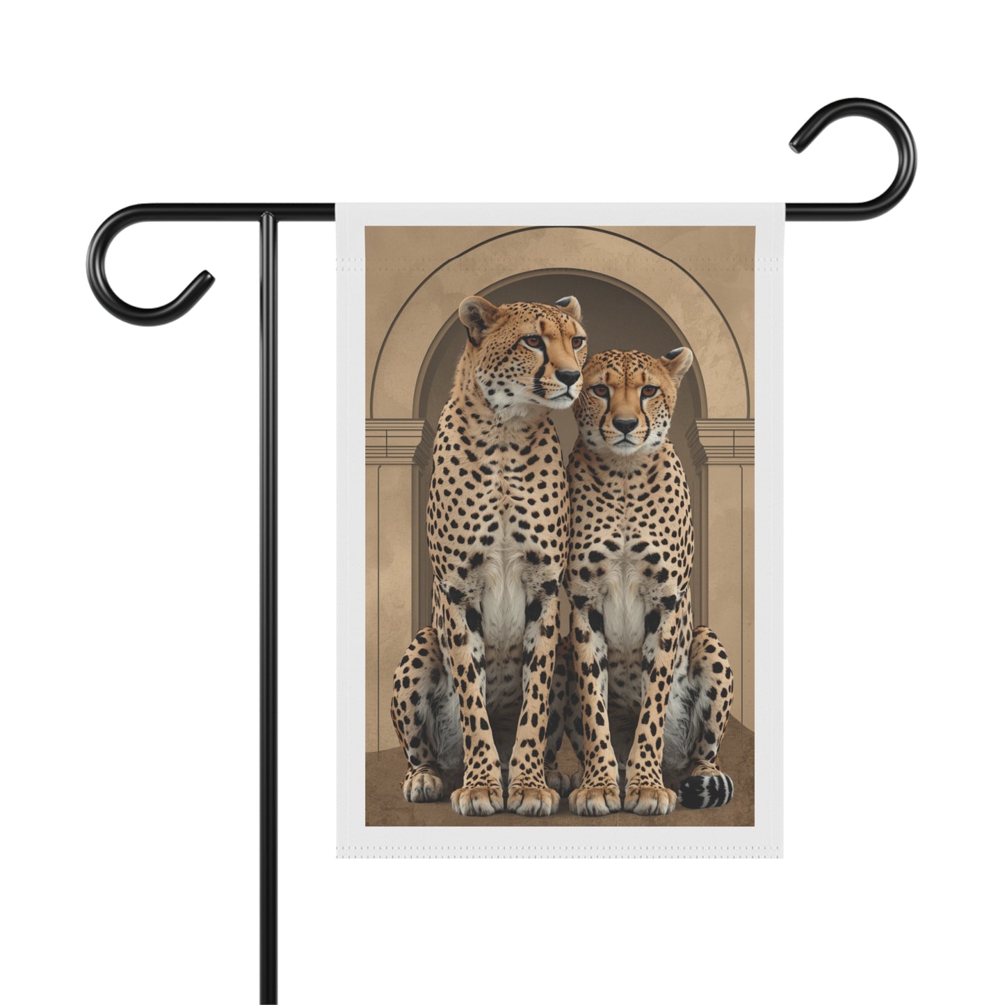 Cheetah Couple Garden Flag - Elegant Wildlife House Banner