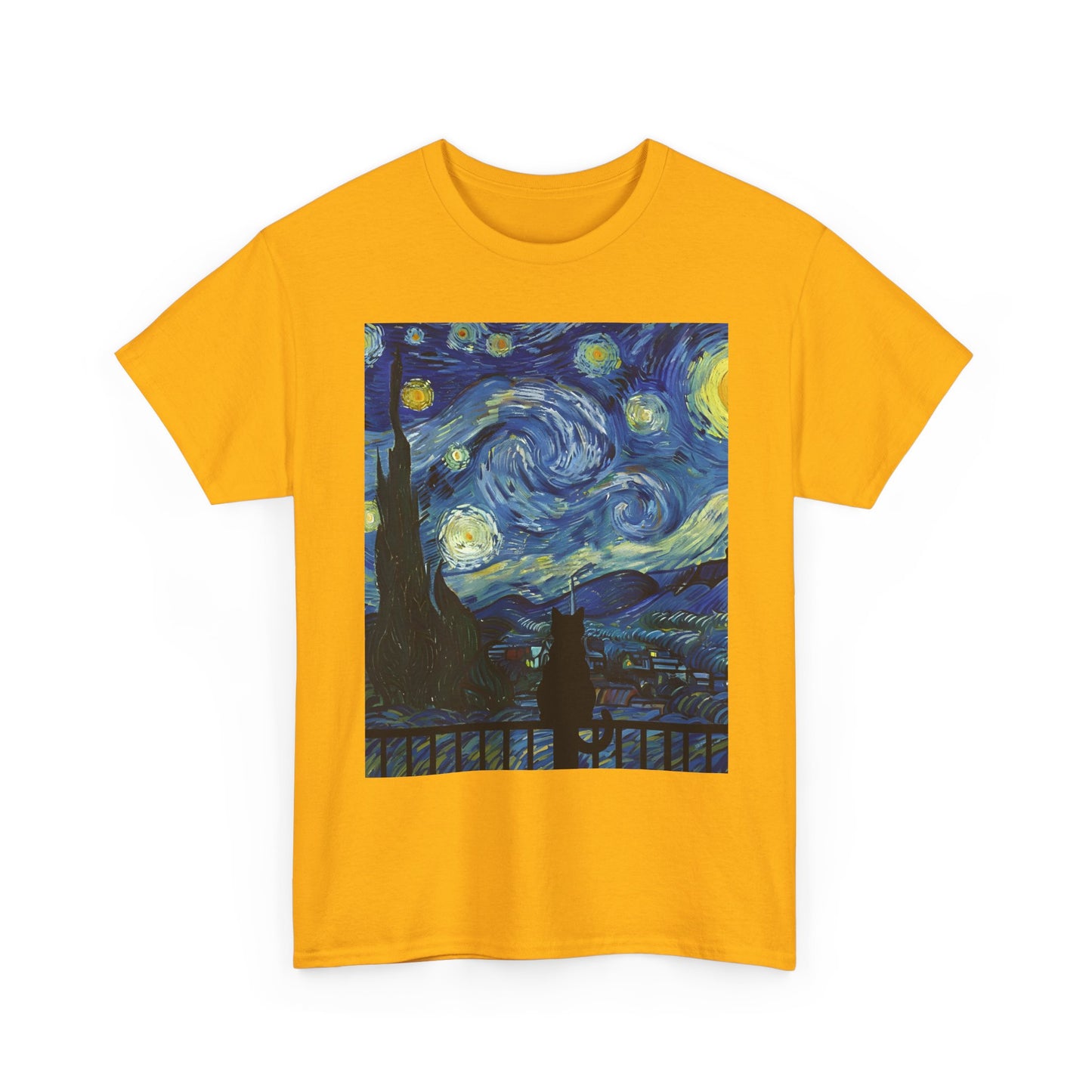 Starry Night Heavy , Artistic , Vintage Art , Casual , Gift For Art Lovers Graphic Tee | Trendy Streetwear T-Shirt | Unisex Cotton Comfort