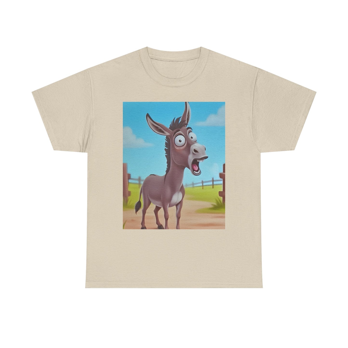 Funny Shocked Donkey Hilarious Cartoon Farm Animal Meme Graphic Tee | Trendy Streetwear T-Shirt | Unisex Cotton Comfort
