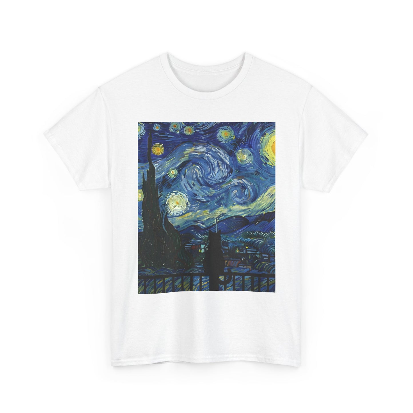 Starry Night Heavy , Artistic , Vintage Art , Casual , Gift For Art Lovers Graphic Tee | Trendy Streetwear T-Shirt | Unisex Cotton Comfort