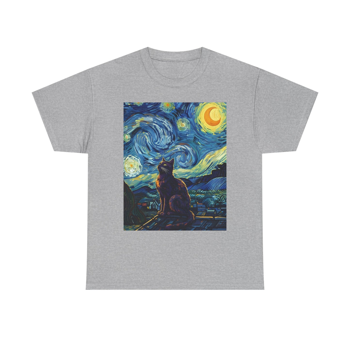 Starry Night Cat , Art , Gift For Cat Lovers, , Unique , Cozy , Perfect For All Occasions Graphic Tee | Trendy Streetwear T-Shirt | Unise...