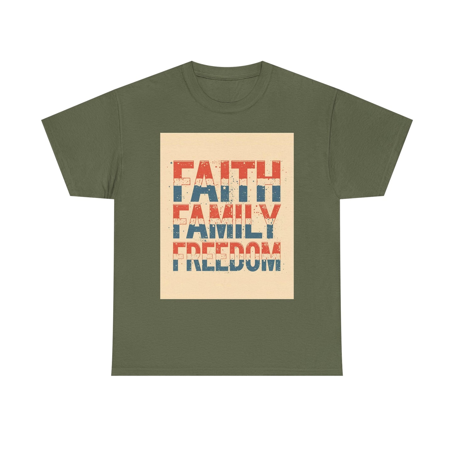Heavy Faith, Family, Freedom , Patriotic , Gift For Families, Everyday Wear, Summer Style Graphic Tee | Trendy Streetwear T-Shirt | Unise...