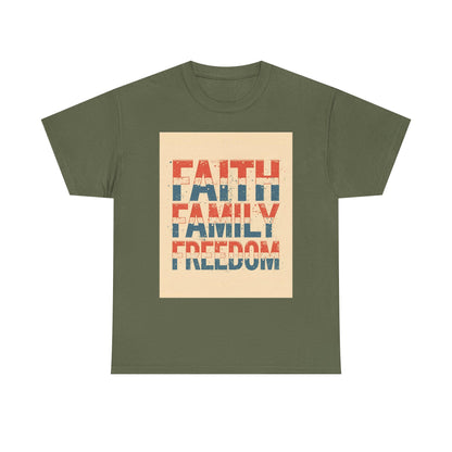 Heavy Faith, Family, Freedom , Patriotic , Gift For Families, Everyday Wear, Summer Style Graphic Tee | Trendy Streetwear T-Shirt | Unise...