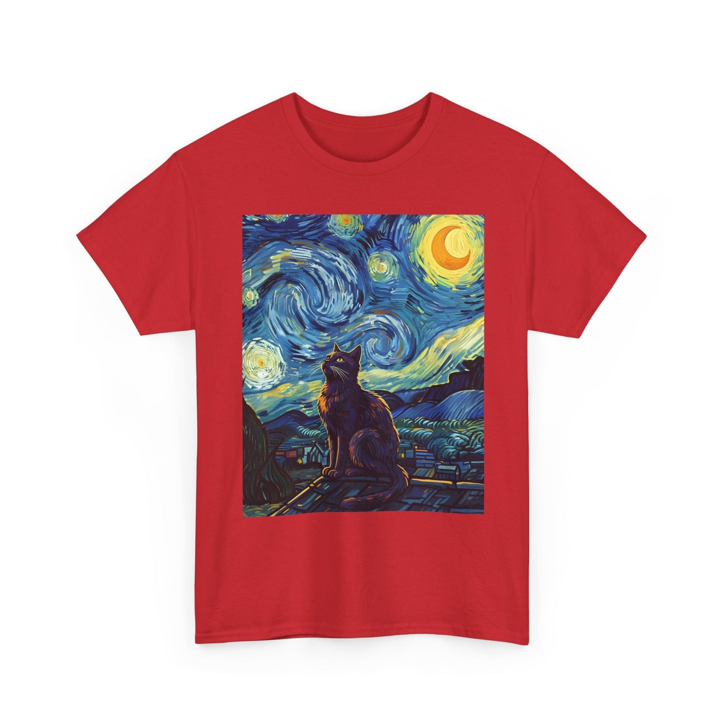 Starry Night Cat , Art , Gift For Cat Lovers, , Unique , Cozy , Perfect For All Occasions Graphic Tee | Trendy Streetwear T-Shirt | Unise...