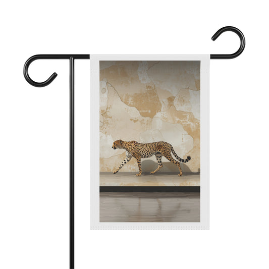 Cheetah Walk Garden Flag — Safari Animal House Banner
