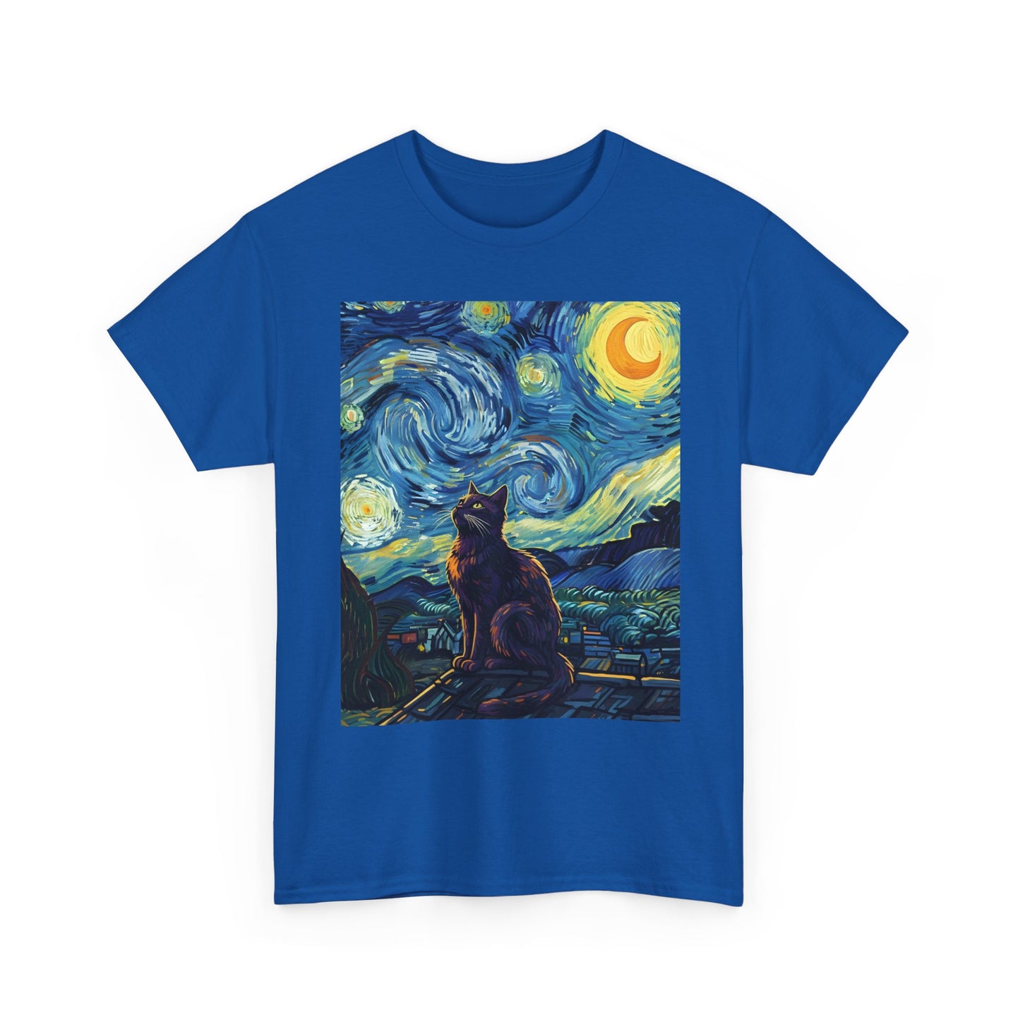 Starry Night Cat , Art , Gift For Cat Lovers, , Unique , Cozy , Perfect For All Occasions Graphic Tee | Trendy Streetwear T-Shirt | Unise...