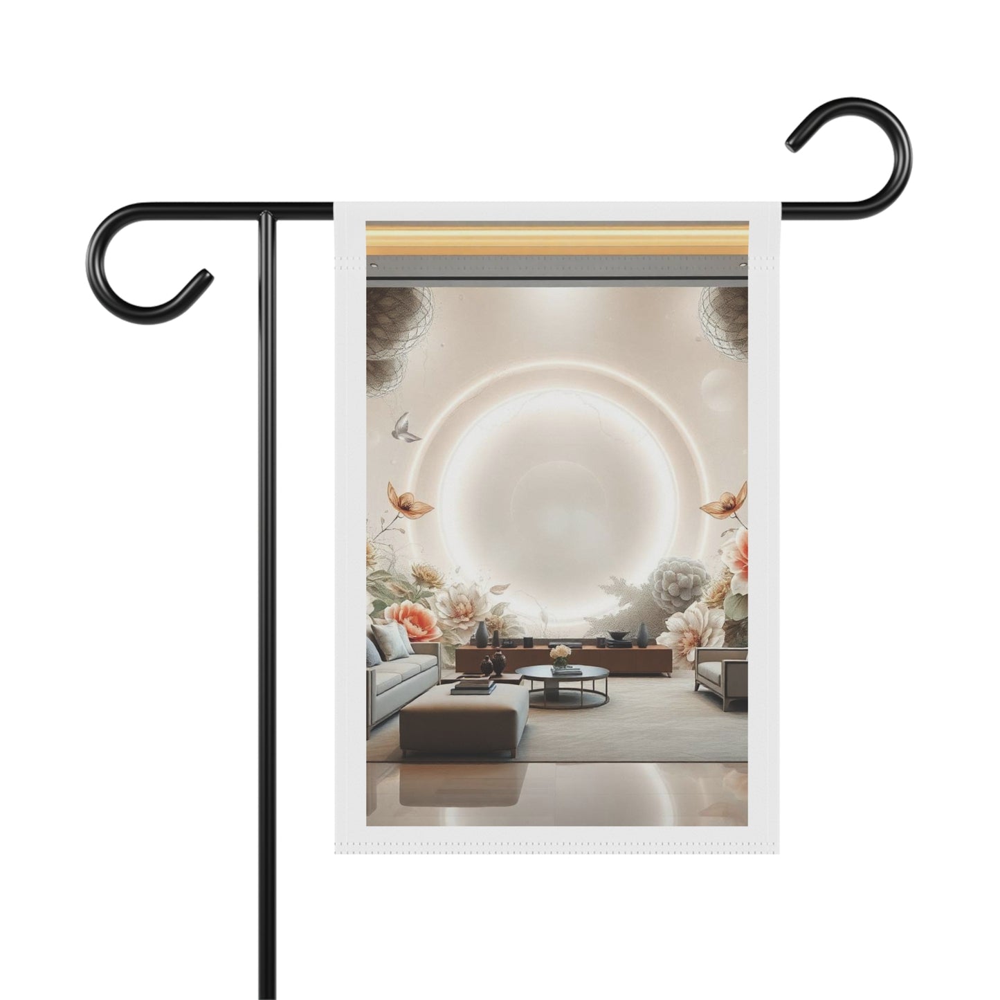 Floral Sunrise Garden Flag — Modern Botanical House Banner