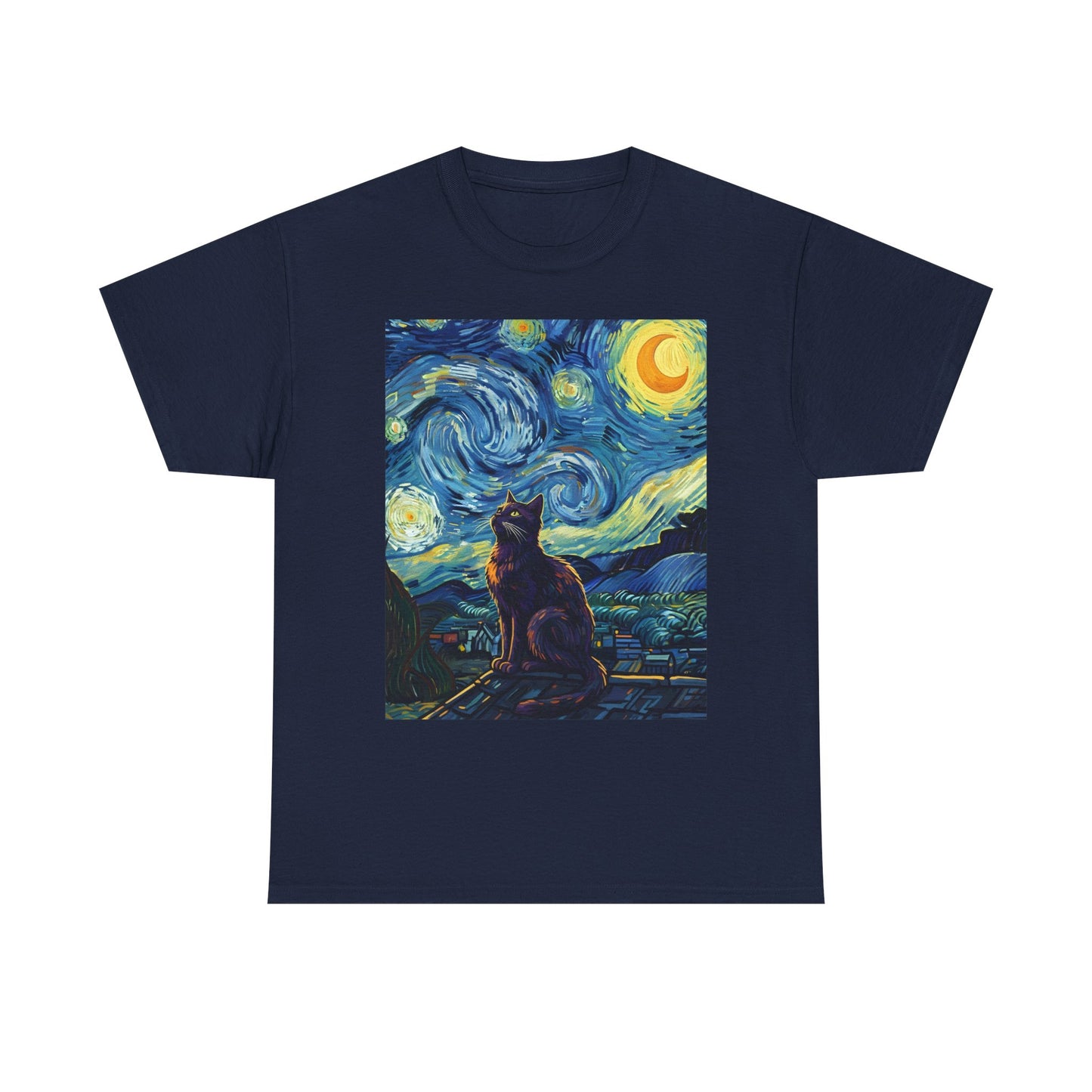 Starry Night Cat , Art , Gift For Cat Lovers, , Unique , Cozy , Perfect For All Occasions Graphic Tee | Trendy Streetwear T-Shirt | Unise...