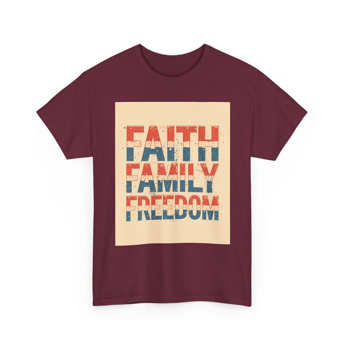Heavy Faith, Family, Freedom , Patriotic , Gift For Families, Everyday Wear, Summer Style Graphic Tee | Trendy Streetwear T-Shirt | Unise...