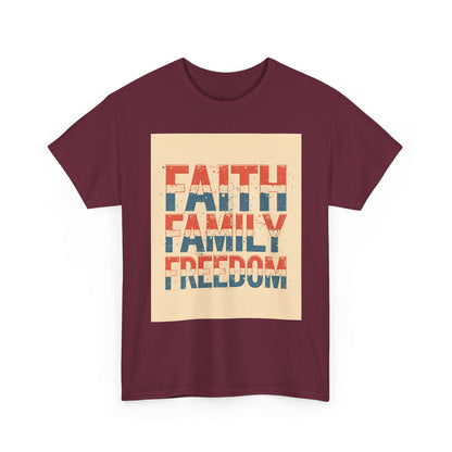 Heavy Faith, Family, Freedom , Patriotic , Gift For Families, Everyday Wear, Summer Style Graphic Tee | Trendy Streetwear T-Shirt | Unise...