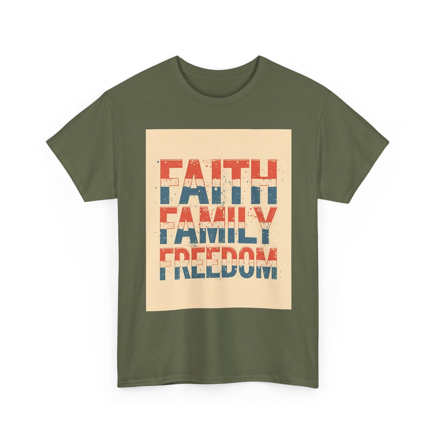 Heavy Faith, Family, Freedom , Patriotic , Gift For Families, Everyday Wear, Summer Style Graphic Tee | Trendy Streetwear T-Shirt | Unise...