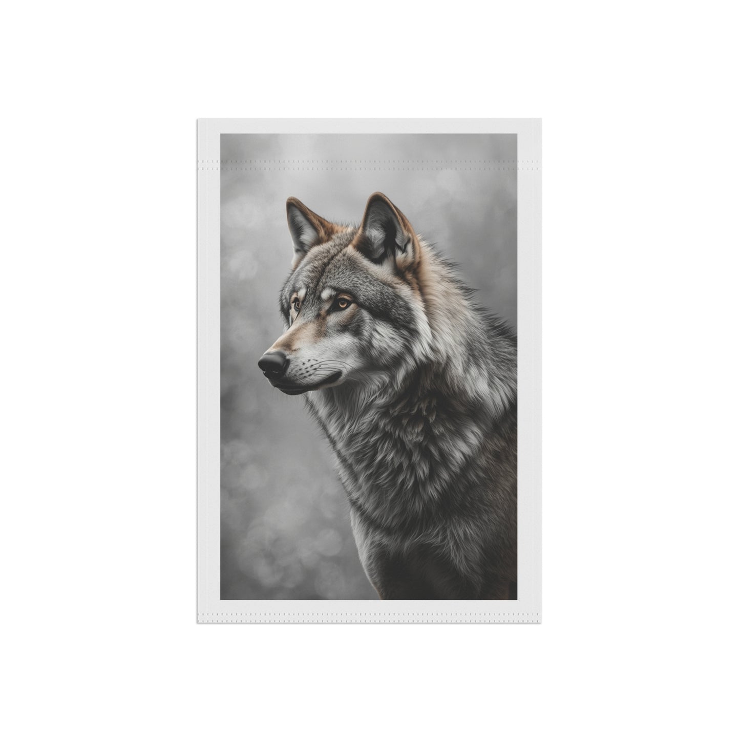 Wolf Portrait Garden Flag - Realistic Gray Wolf Outdoor House Banner