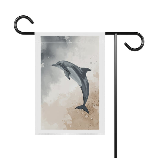 Dolphin Watercolor Garden Flag - Coastal House Banner
