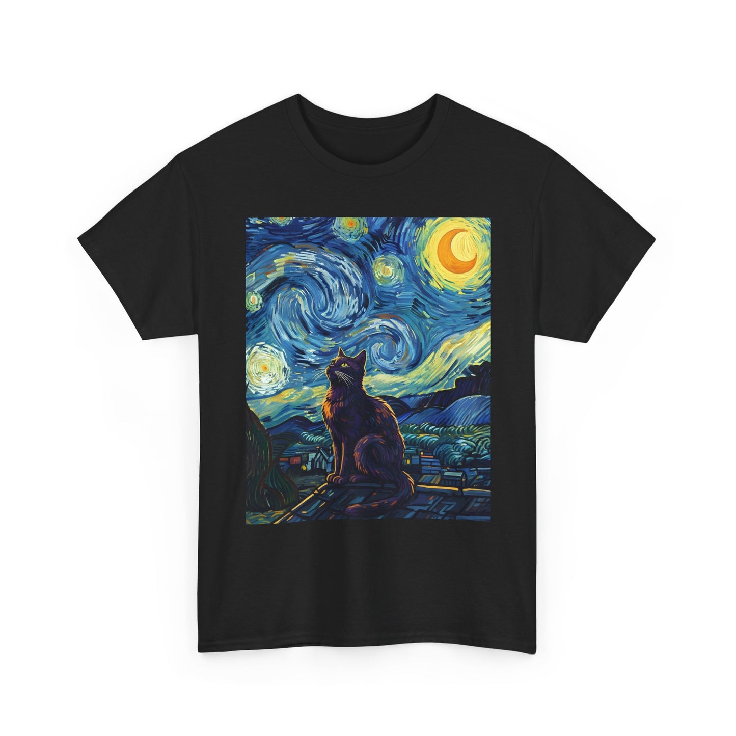 Starry Night Cat , Art , Gift For Cat Lovers, , Unique , Cozy , Perfect For All Occasions Graphic Tee | Trendy Streetwear T-Shirt | Unise...