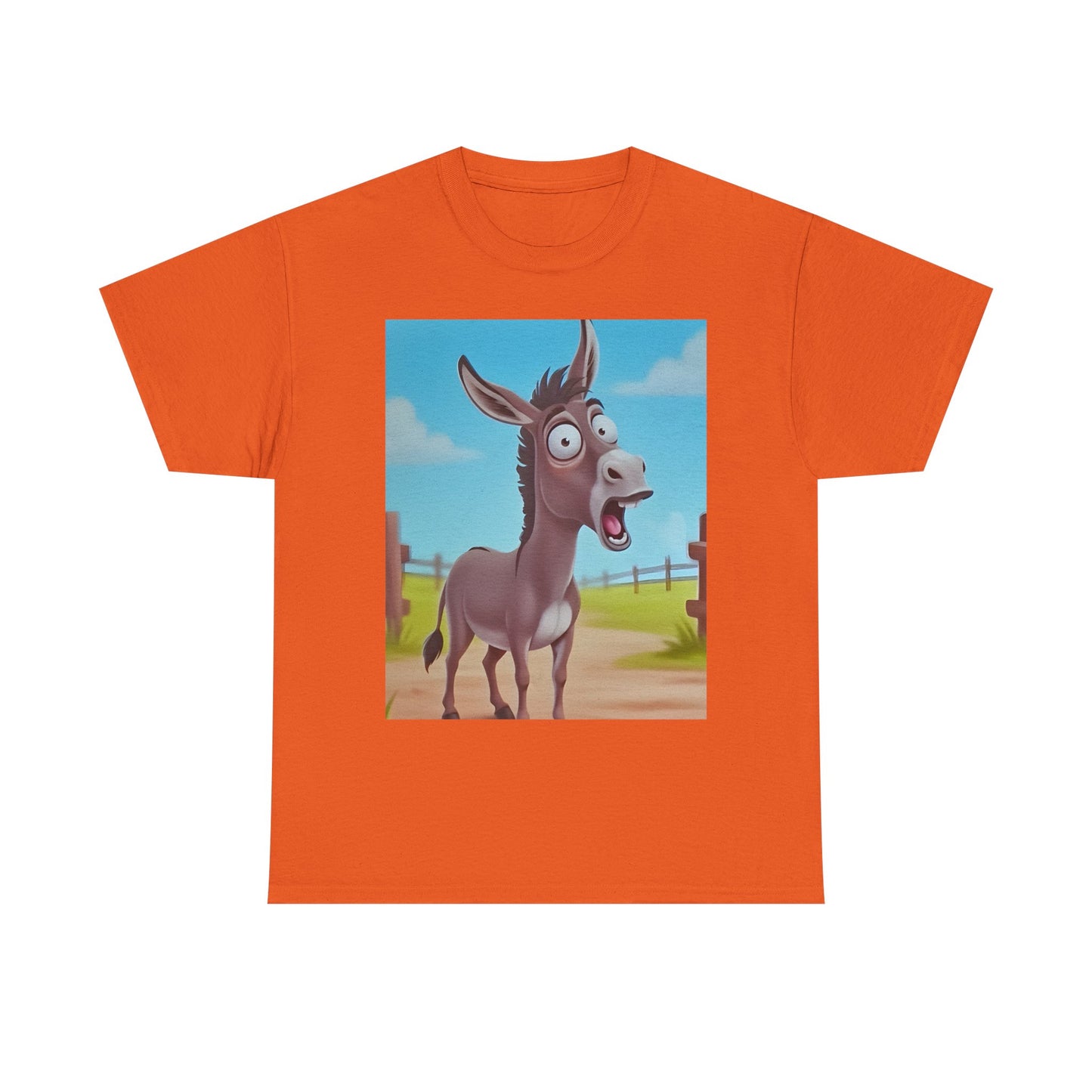 Funny Shocked Donkey Hilarious Cartoon Farm Animal Meme Graphic Tee | Trendy Streetwear T-Shirt | Unisex Cotton Comfort