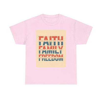 Heavy Faith, Family, Freedom , Patriotic , Gift For Families, Everyday Wear, Summer Style Graphic Tee | Trendy Streetwear T-Shirt | Unise...