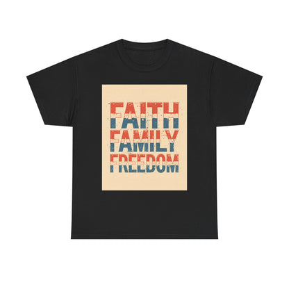 Heavy Faith, Family, Freedom , Patriotic , Gift For Families, Everyday Wear, Summer Style Graphic Tee | Trendy Streetwear T-Shirt | Unise...