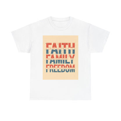 Heavy Faith, Family, Freedom , Patriotic , Gift For Families, Everyday Wear, Summer Style Graphic Tee | Trendy Streetwear T-Shirt | Unise...
