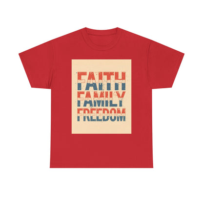 Heavy Faith, Family, Freedom , Patriotic , Gift For Families, Everyday Wear, Summer Style Graphic Tee | Trendy Streetwear T-Shirt | Unise...