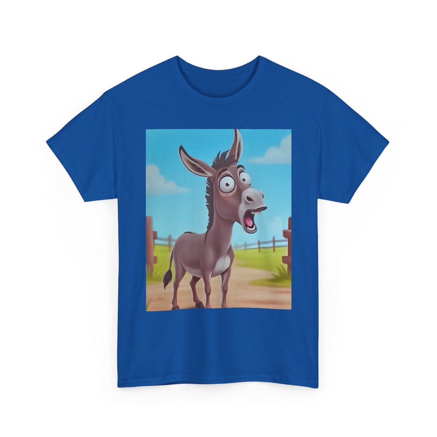 Funny Shocked Donkey Hilarious Cartoon Farm Animal Meme Graphic Tee | Trendy Streetwear T-Shirt | Unisex Cotton Comfort