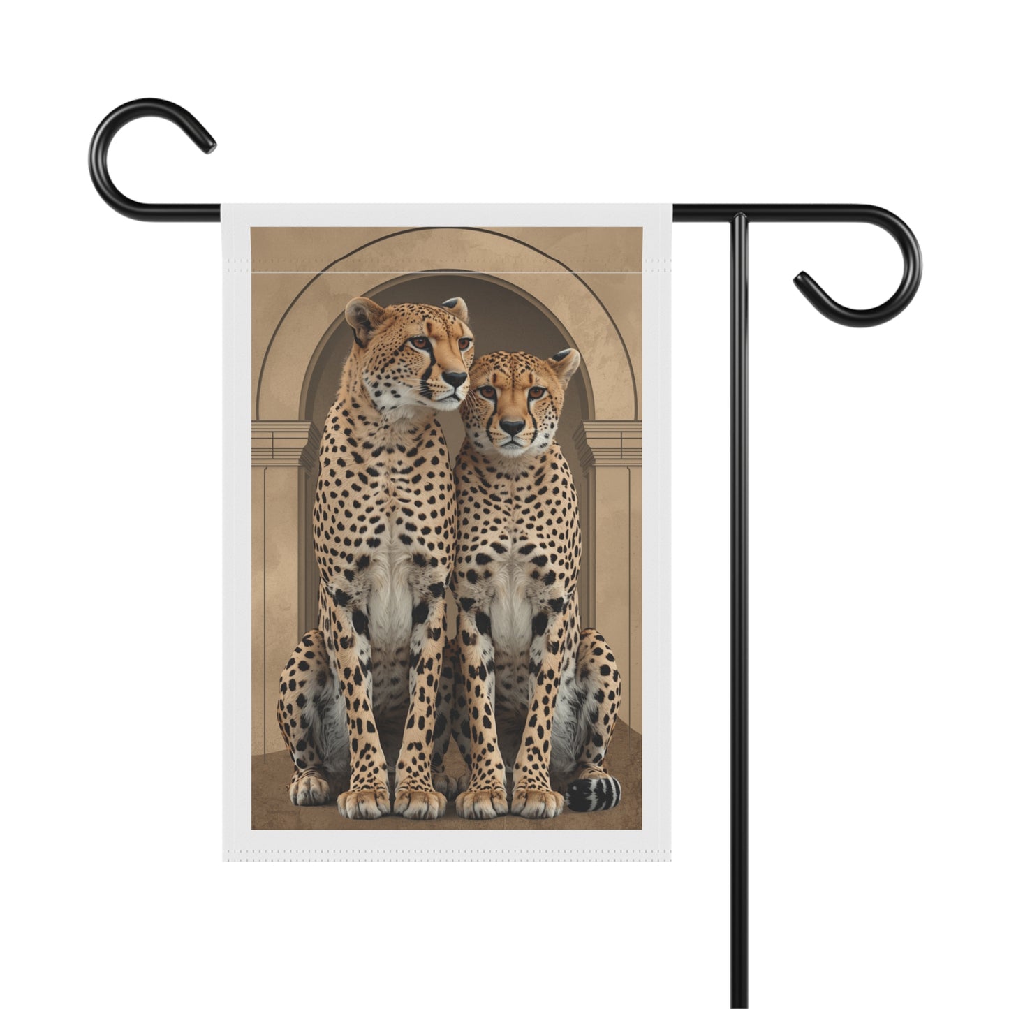 Cheetah Couple Garden Flag - Elegant Wildlife House Banner