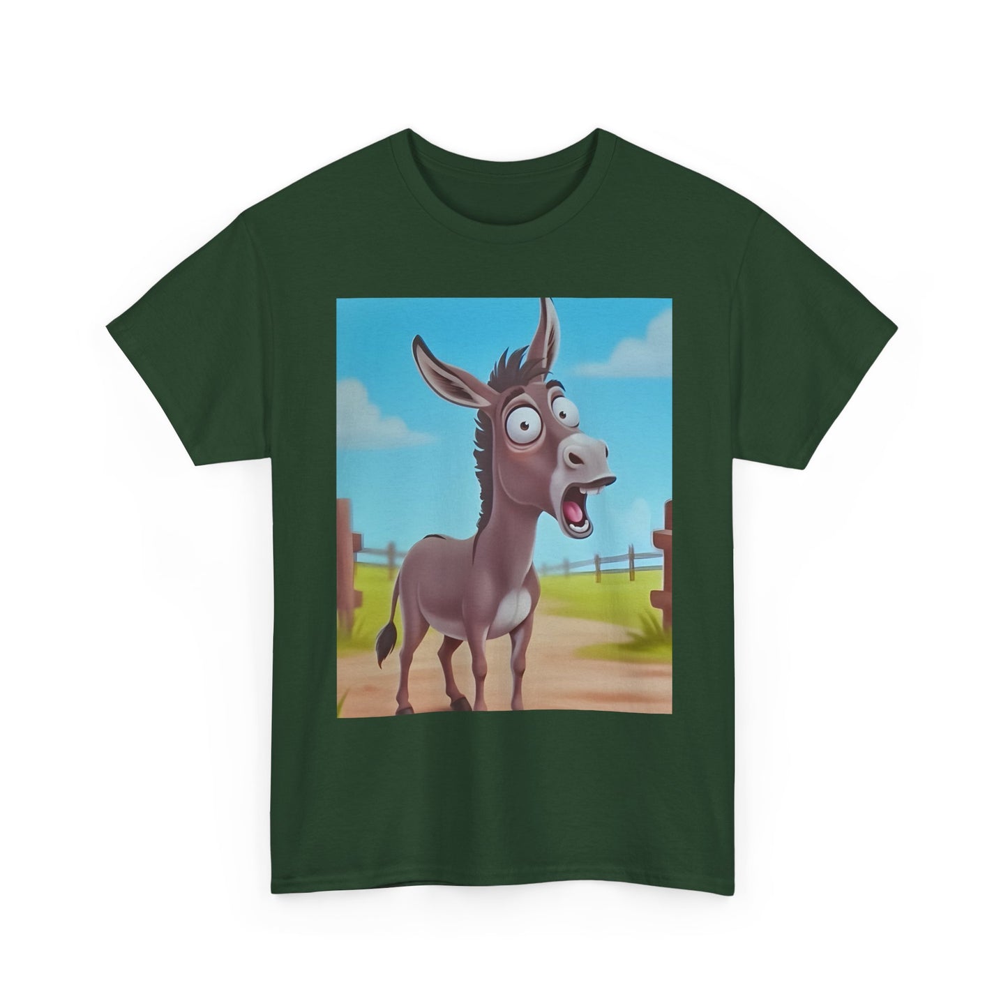 Funny Shocked Donkey Hilarious Cartoon Farm Animal Meme Graphic Tee | Trendy Streetwear T-Shirt | Unisex Cotton Comfort