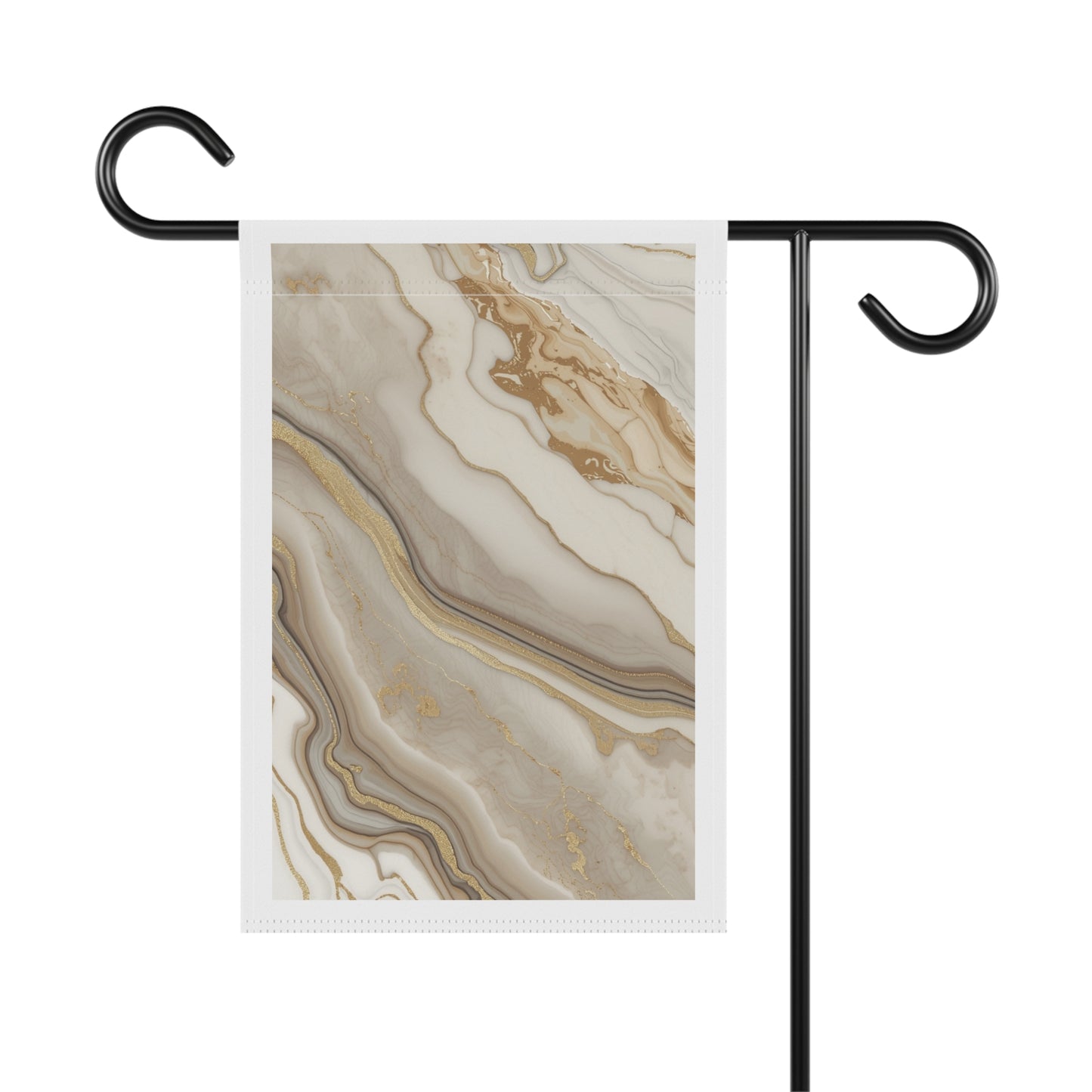 Marble Swirl Garden Flag — Neutral Gold & Beige House Banner