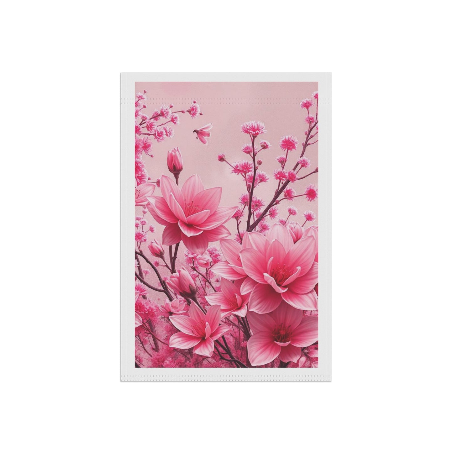 Pink Floral Garden Flag — Blossoming Magnolia Decorative Banner for Yard & Patio
