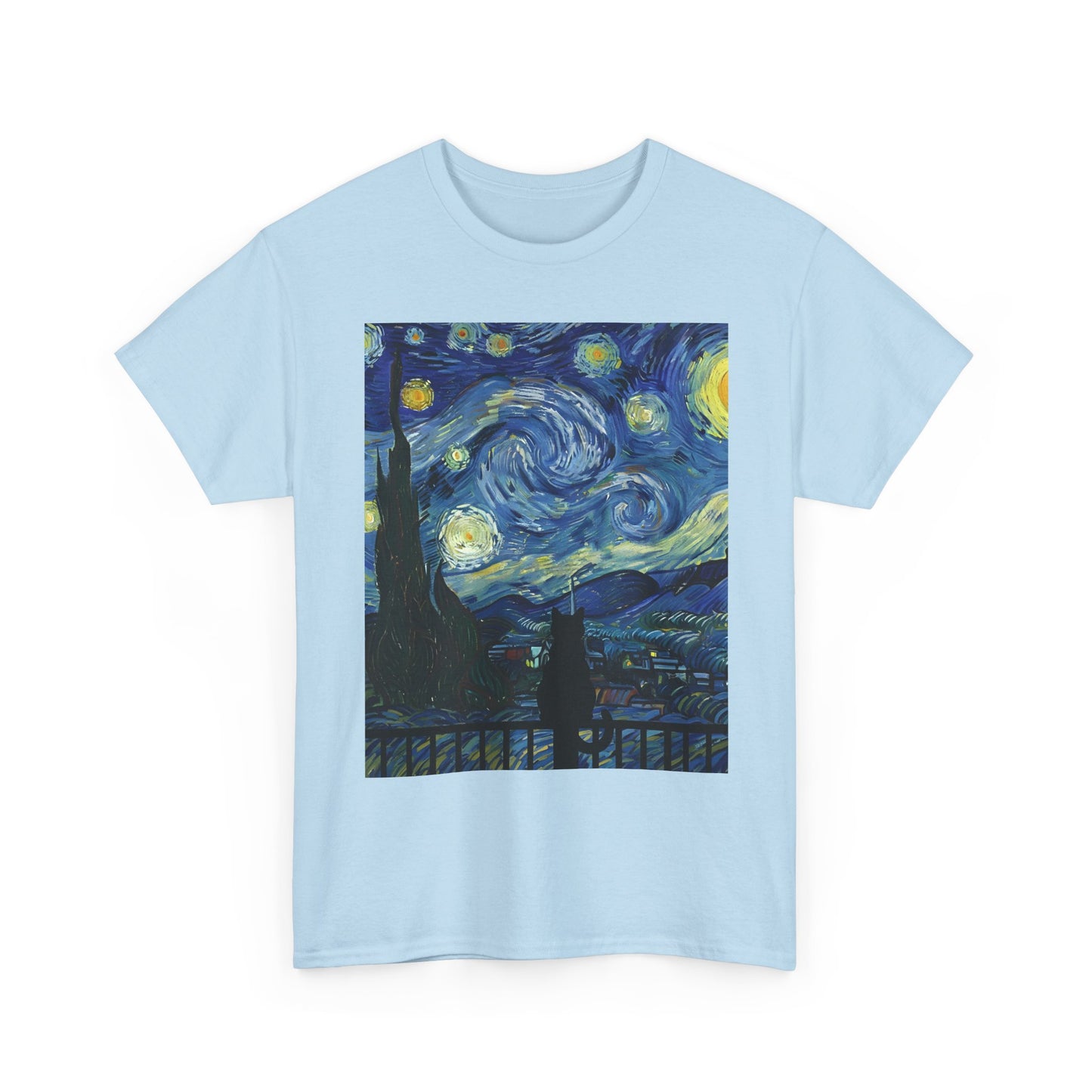 Starry Night Heavy , Artistic , Vintage Art , Casual , Gift For Art Lovers Graphic Tee | Trendy Streetwear T-Shirt | Unisex Cotton Comfort