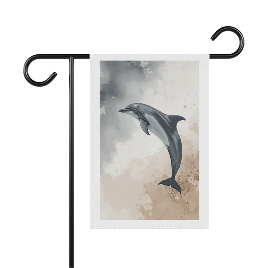 Dolphin Watercolor Garden Flag - Coastal House Banner