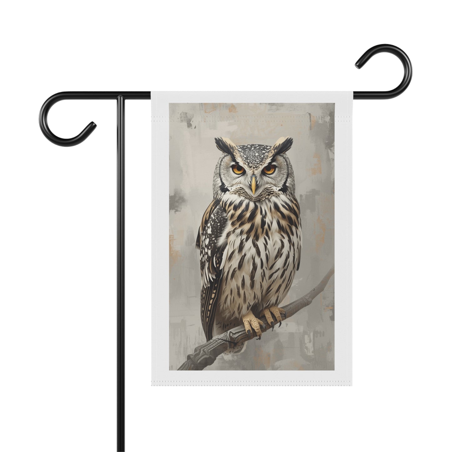 Owl Garden Flag - Realistic Perched Owl Outdoor Banner