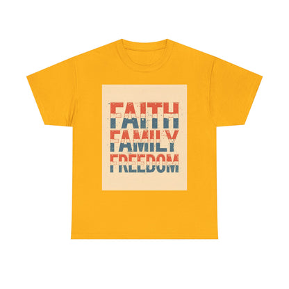 Heavy Faith, Family, Freedom , Patriotic , Gift For Families, Everyday Wear, Summer Style Graphic Tee | Trendy Streetwear T-Shirt | Unise...