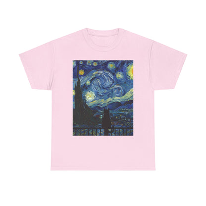 Starry Night Heavy , Artistic , Vintage Art , Casual , Gift For Art Lovers Graphic Tee | Trendy Streetwear T-Shirt | Unisex Cotton Comfort