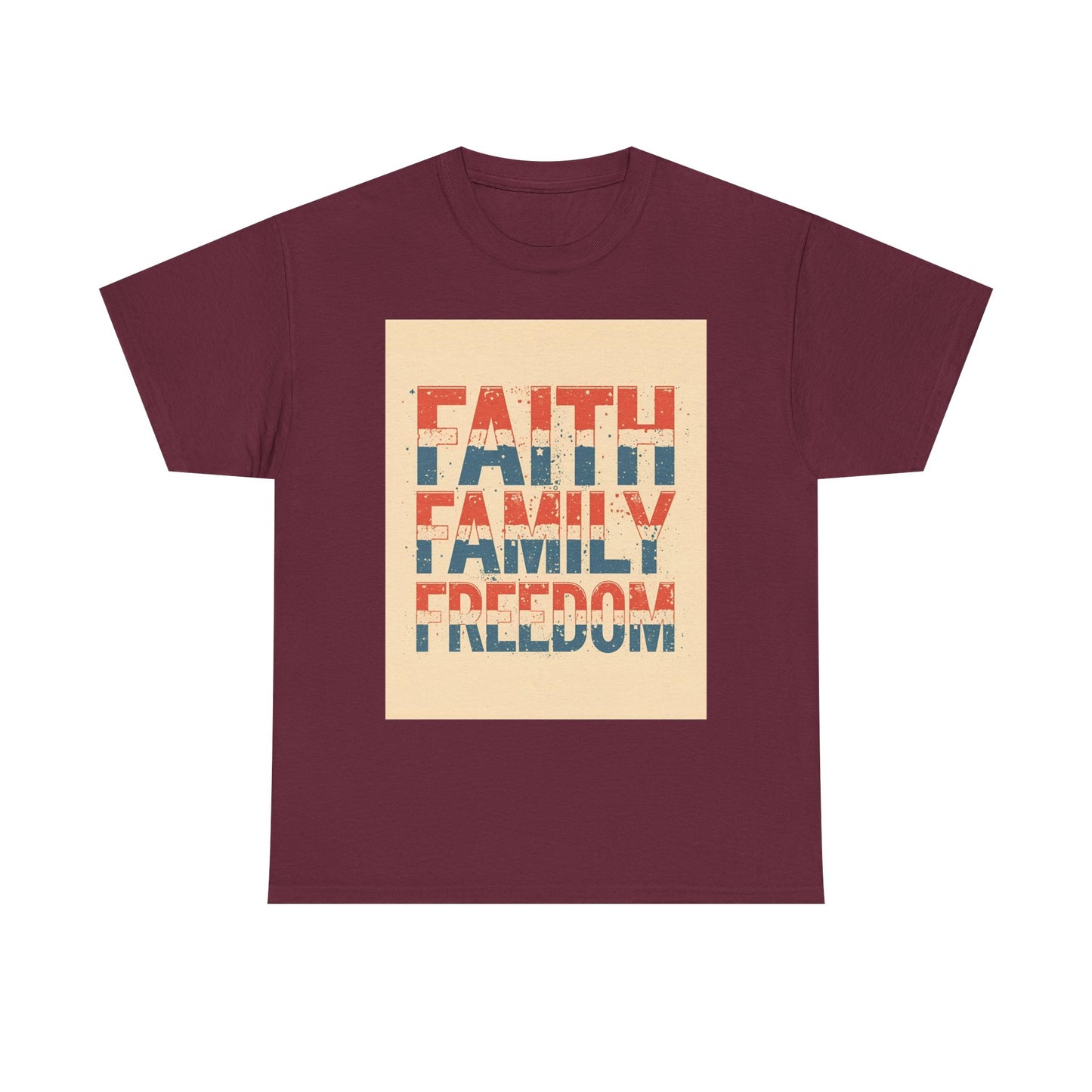 Heavy Faith, Family, Freedom , Patriotic , Gift For Families, Everyday Wear, Summer Style Graphic Tee | Trendy Streetwear T-Shirt | Unise...