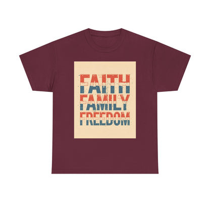 Heavy Faith, Family, Freedom , Patriotic , Gift For Families, Everyday Wear, Summer Style Graphic Tee | Trendy Streetwear T-Shirt | Unise...