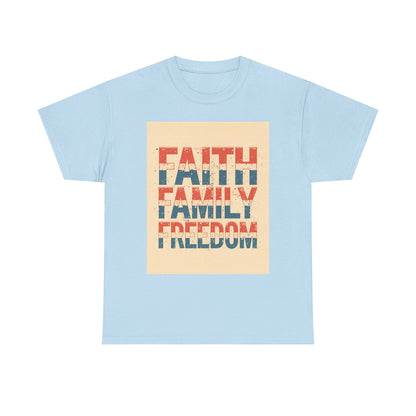 Heavy Faith, Family, Freedom , Patriotic , Gift For Families, Everyday Wear, Summer Style Graphic Tee | Trendy Streetwear T-Shirt | Unise...
