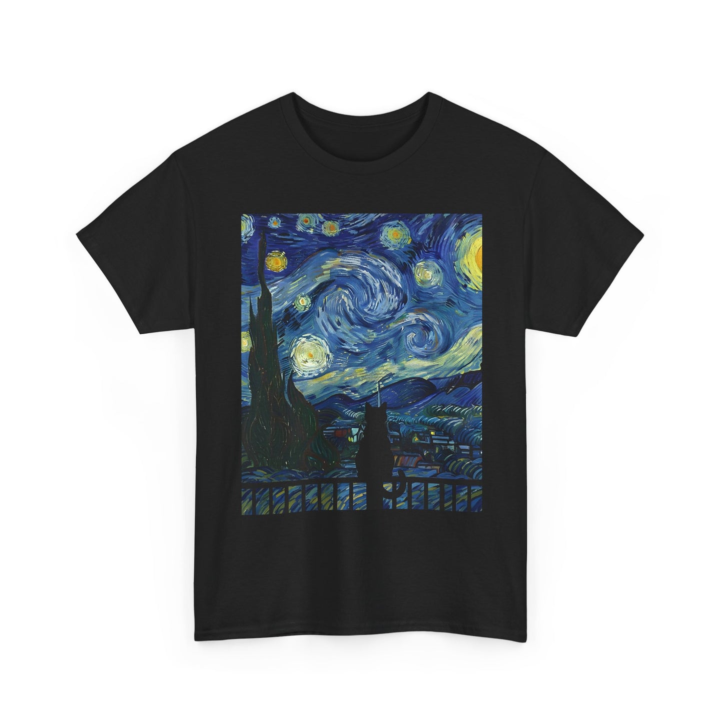 Starry Night Heavy , Artistic , Vintage Art , Casual , Gift For Art Lovers Graphic Tee | Trendy Streetwear T-Shirt | Unisex Cotton Comfort