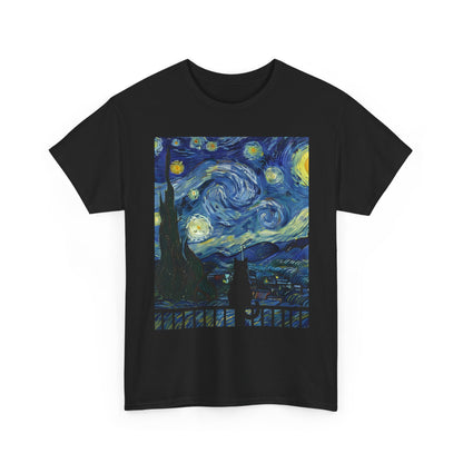 Starry Night Heavy , Artistic , Vintage Art , Casual , Gift For Art Lovers Graphic Tee | Trendy Streetwear T-Shirt | Unisex Cotton Comfort