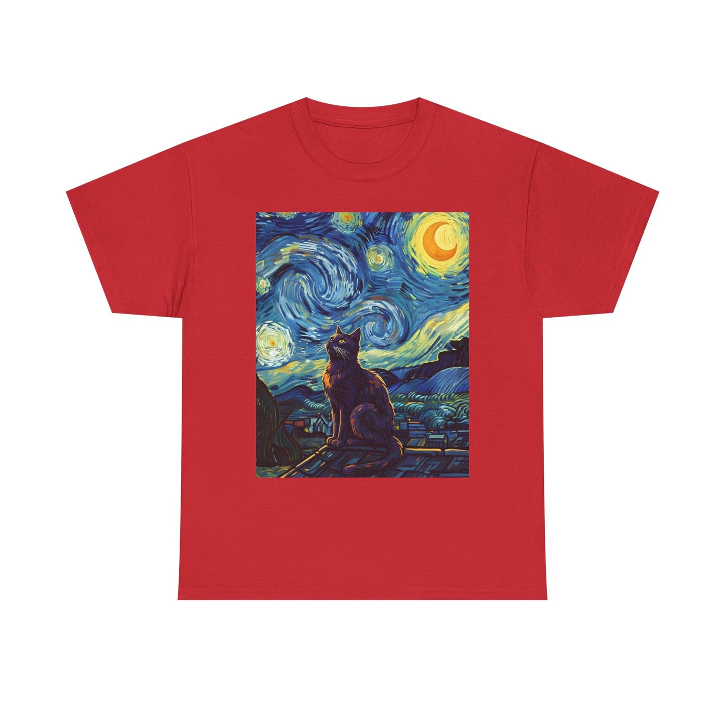 Starry Night Cat , Art , Gift For Cat Lovers, , Unique , Cozy , Perfect For All Occasions Graphic Tee | Trendy Streetwear T-Shirt | Unise...