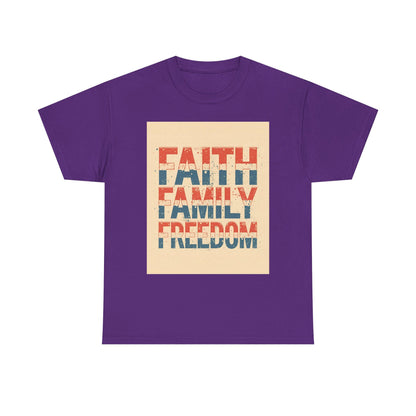 Heavy Faith, Family, Freedom , Patriotic , Gift For Families, Everyday Wear, Summer Style Graphic Tee | Trendy Streetwear T-Shirt | Unise...