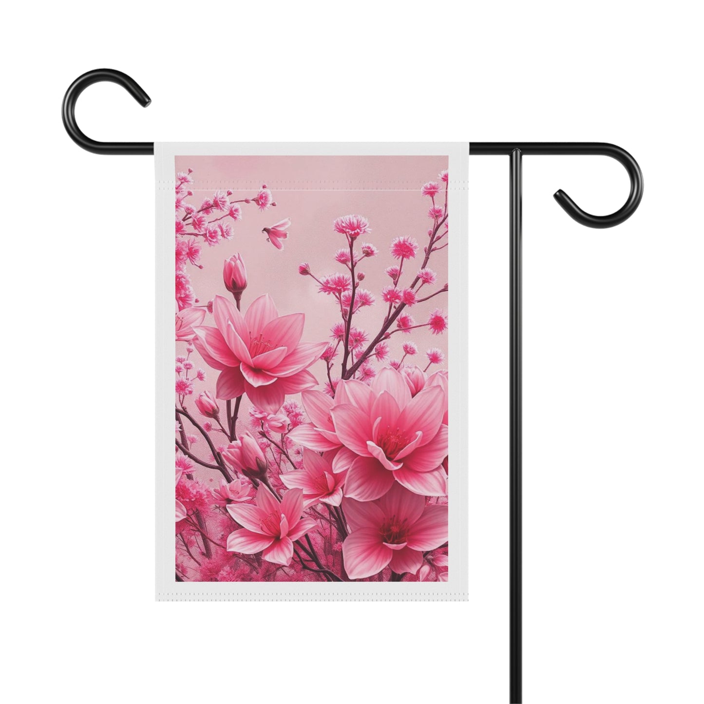 Pink Floral Garden Flag — Blossoming Magnolia Decorative Banner for Yard & Patio