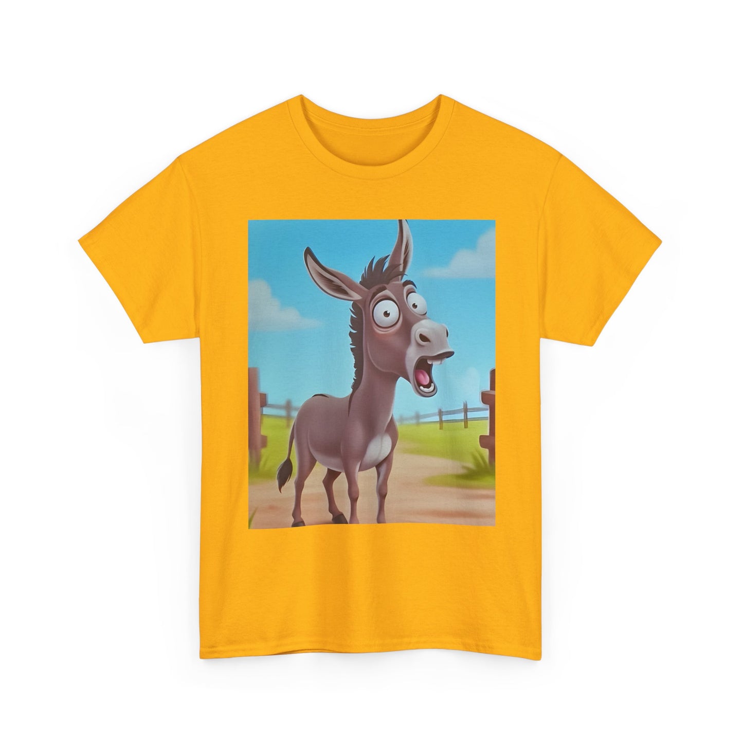 Funny Shocked Donkey Hilarious Cartoon Farm Animal Meme Graphic Tee | Trendy Streetwear T-Shirt | Unisex Cotton Comfort