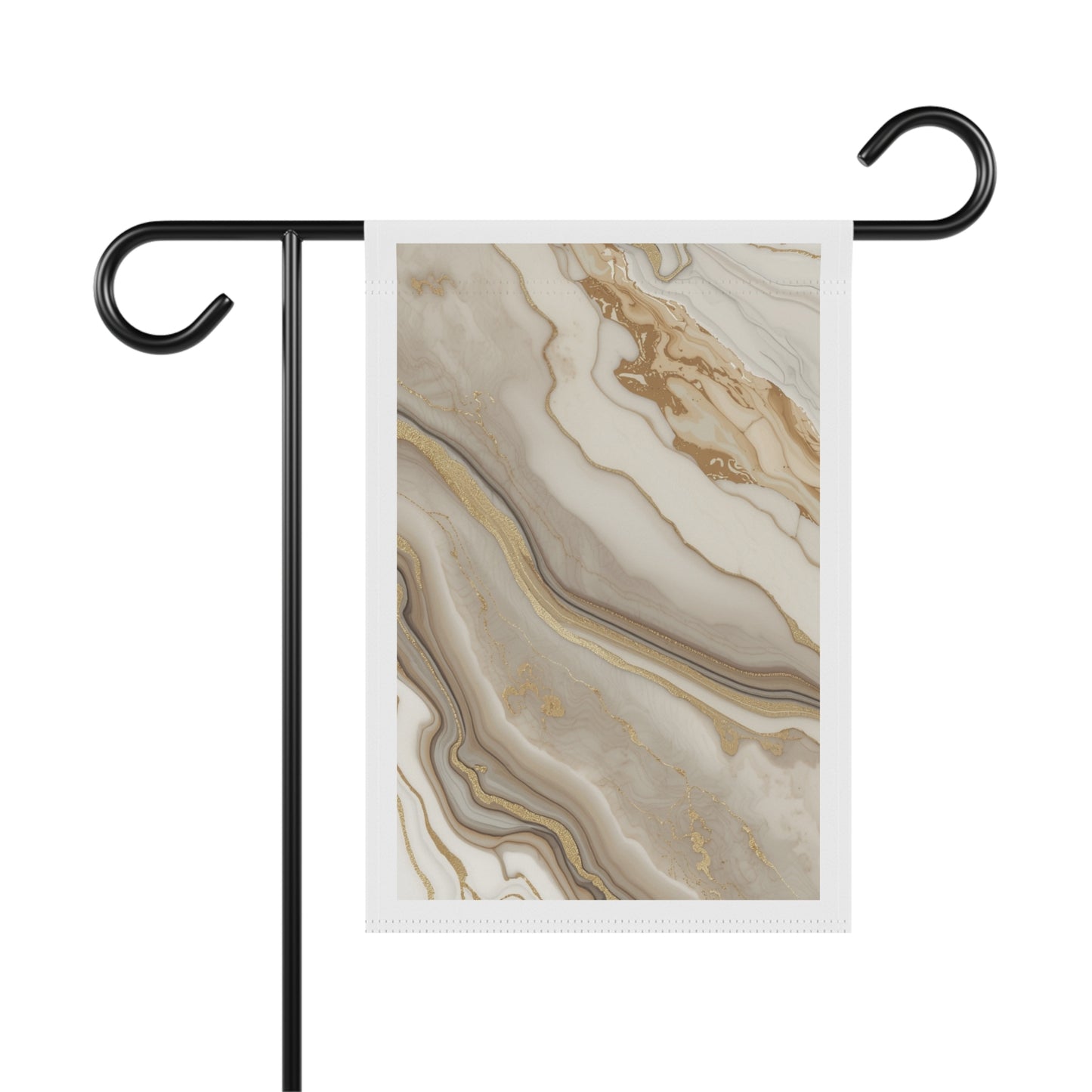 Marble Swirl Garden Flag — Neutral Gold & Beige House Banner