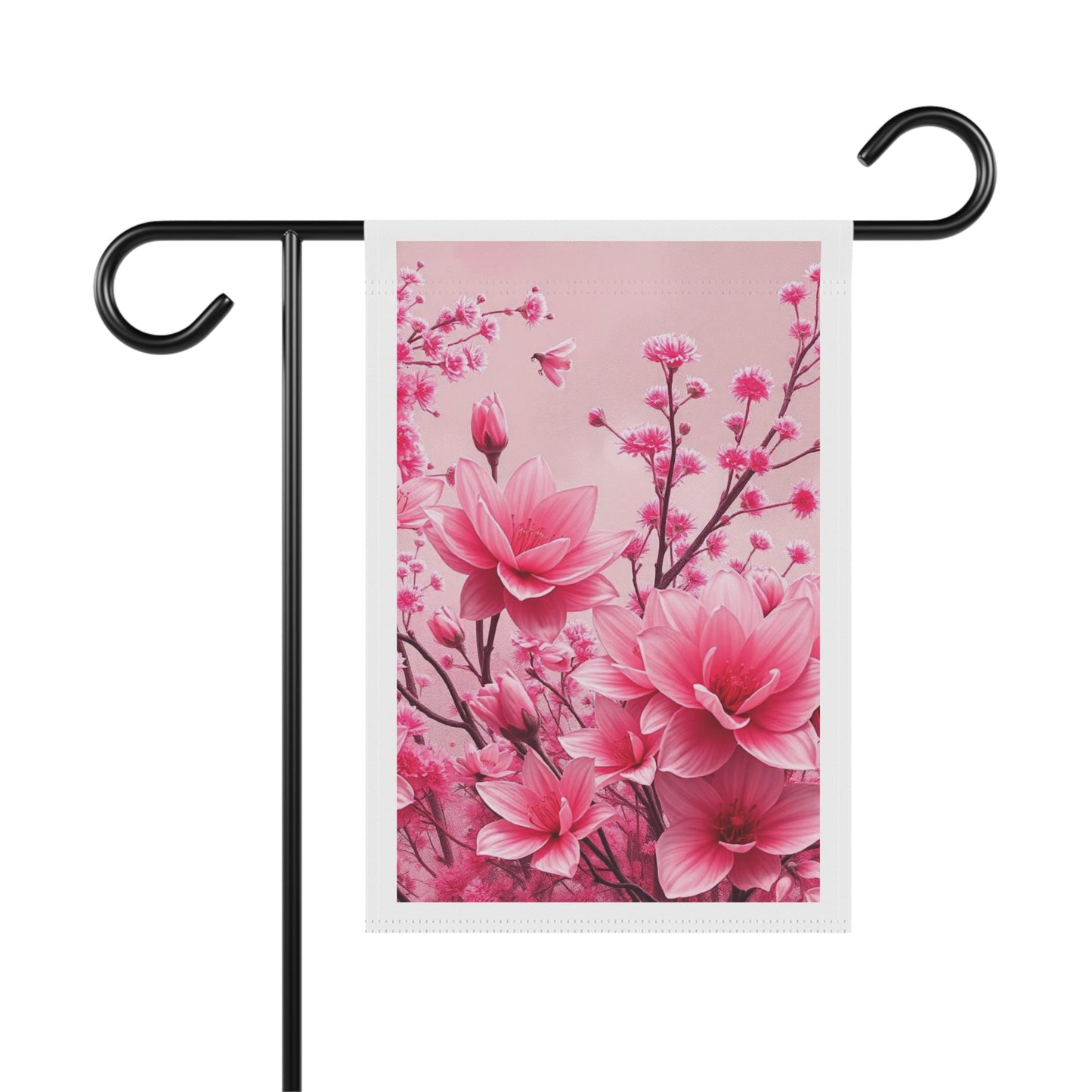 Pink Floral Garden Flag — Blossoming Magnolia Decorative Banner for Yard & Patio