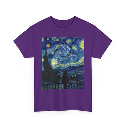 Starry Night Heavy , Artistic , Vintage Art , Casual , Gift For Art Lovers Graphic Tee | Trendy Streetwear T-Shirt | Unisex Cotton Comfort