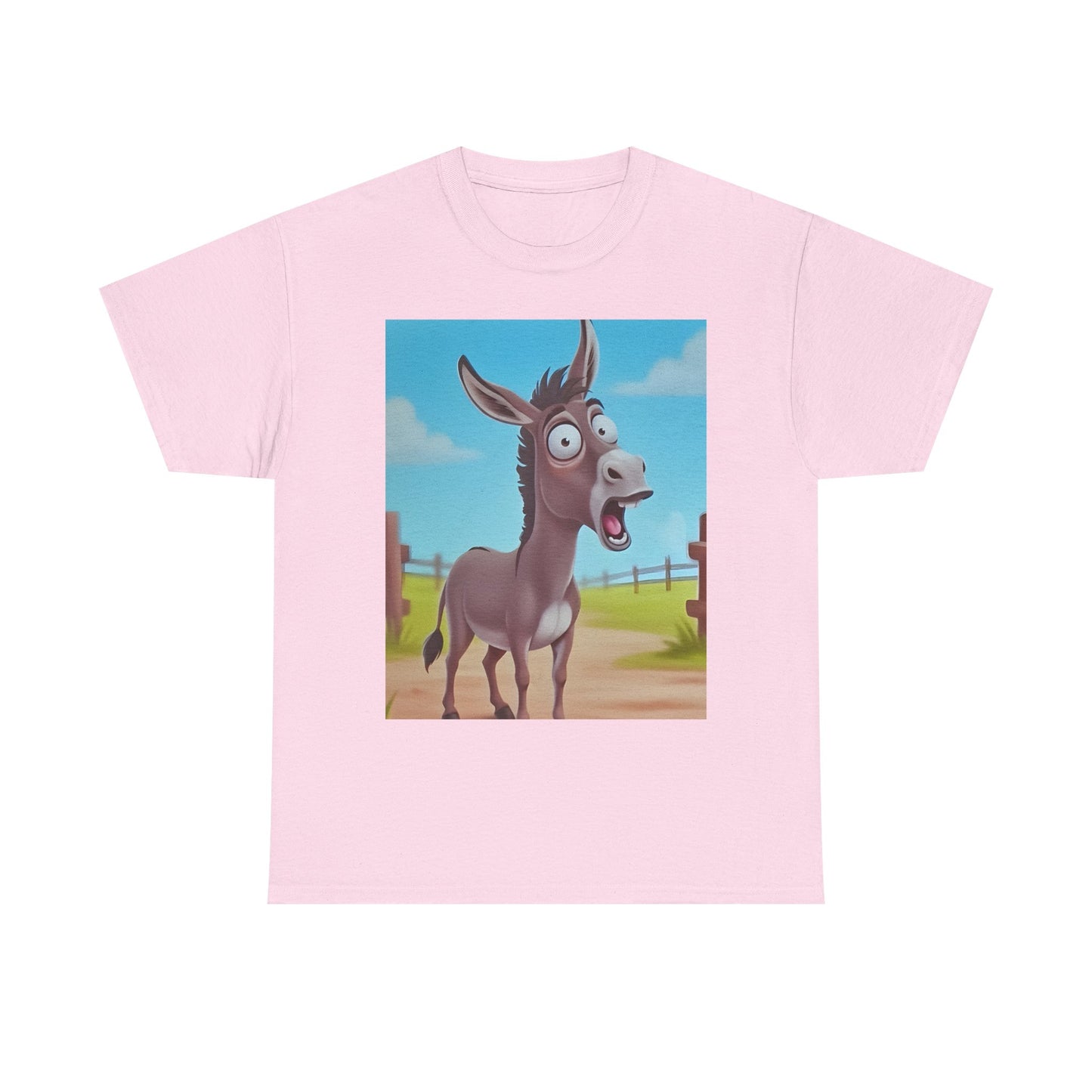 Funny Shocked Donkey Hilarious Cartoon Farm Animal Meme Graphic Tee | Trendy Streetwear T-Shirt | Unisex Cotton Comfort