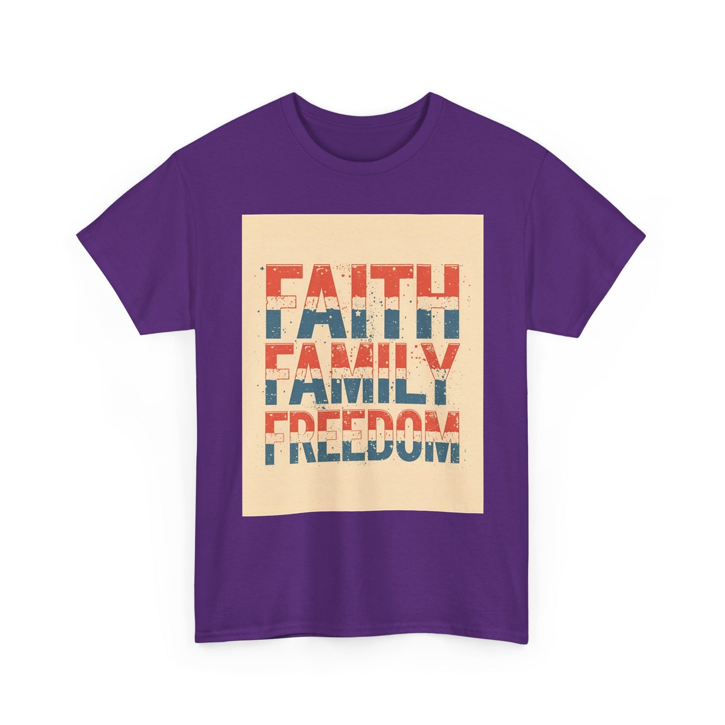 Heavy Faith, Family, Freedom , Patriotic , Gift For Families, Everyday Wear, Summer Style Graphic Tee | Trendy Streetwear T-Shirt | Unise...